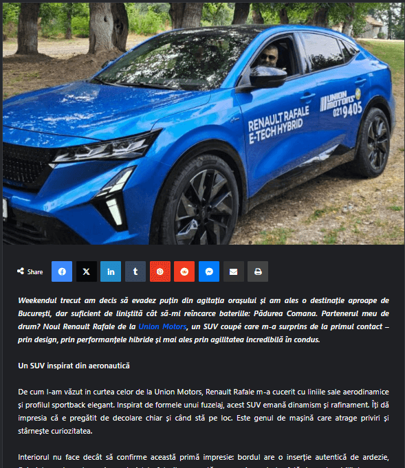 Escapadă dinamică la Pădurea Comana cu noul Renault Rafale